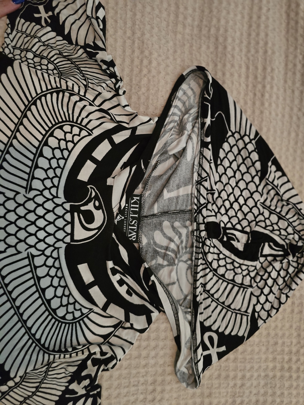 Killstar Black & White Egyptian Graphic Long-Sleeve Dress - Picture 5 of 6